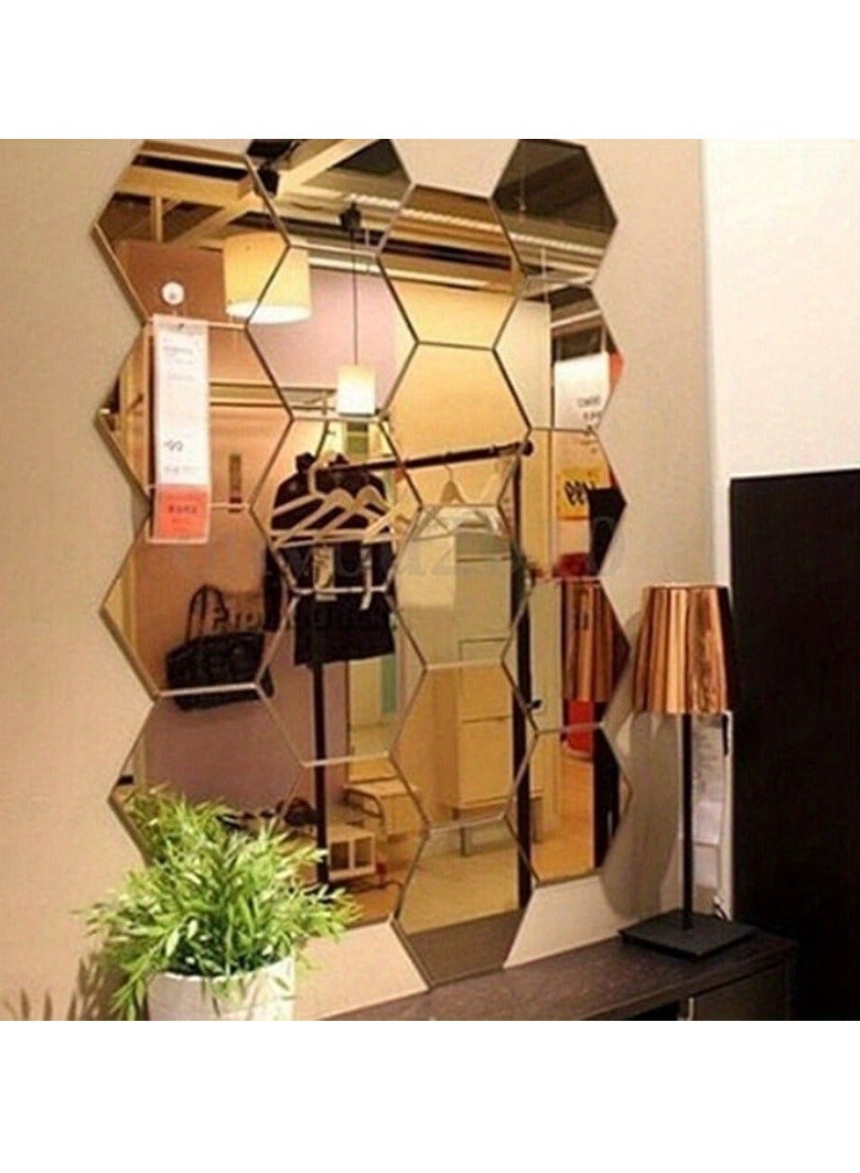 24 قطعة الذهبي 46x40x23 مللي متر مسدس مرآة ملصق ذاتية اللصق بلاط من الفسيفيساء الجدار ملصق الشارات DIY بها بنفسك غرفة نوم غرفة المعيشة الحمام ديكور المنزل - Image 5