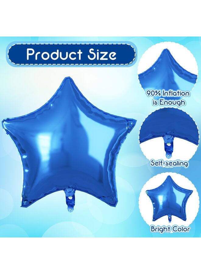 40 Inch Dark Blue Foil Number 4 Balloon with Silver Stars, Metallic Royal Blue Mylar Four Balloon for Helium, Giant Birthday Decor for Boys Girls Party, Graduation Celebration - Image 4