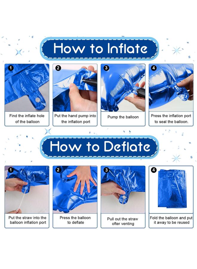 40 Inch Dark Blue Foil Number 4 Balloon with Silver Stars, Metallic Royal Blue Mylar Four Balloon for Helium, Giant Birthday Decor for Boys Girls Party, Graduation Celebration - Image 3