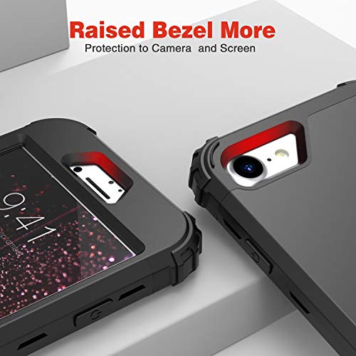 IDweel for iPhone SE 2020 Case with Screen Protector, for iPhone SE 2022 Case,3 in 1 Shock Absorption Slim Fit Heavy Duty Hard PC Cover Soft Silicone Bumper, Full Body Sturdy Cover,Black - Image 5