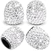 MEAJOO 4PCS Bling Crystal Diamond Tire Stem Valve Caps Dustproof Car Wheel Tire Valve Caps Universal Tire Valve Stem Covers for Cars SUV Trucks Bikes Motorcycles Bicycles White - Image 2