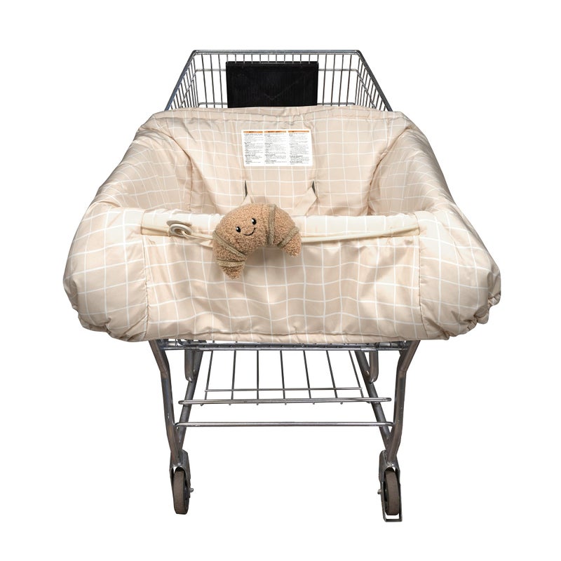 Boppy Shopping Cart Cover for Baby 360 Coverage Cart Cover for Babies with Safety Harness Toy Tether OneHand Placement MachineWashable 6 Month Up Croissant