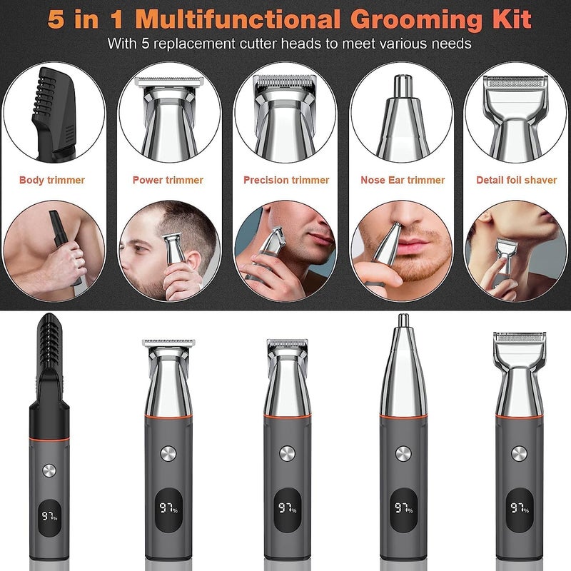 Telfun Beard Trimmer for Men, Electric Razor IPX7 Waterproof Beard Trimming Kit with Mustache Nose Ear Body Facial, Shaving Kit for Cordless Hair Trimmer, Hair Clippers, Gifts for Men - Image 4