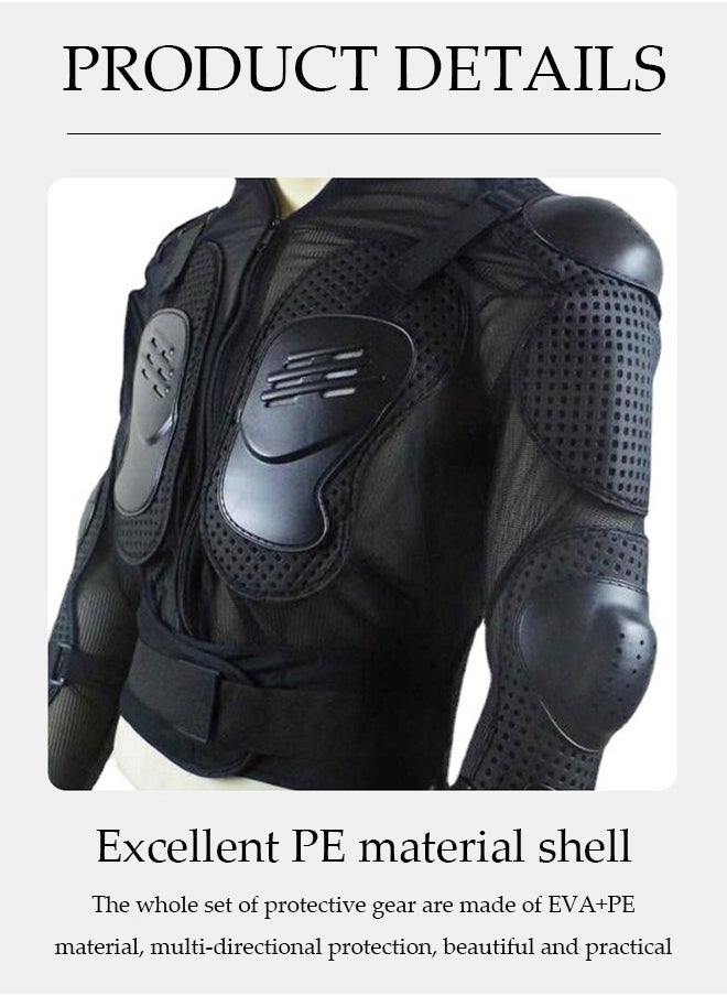 DUNISO - Motorbike Protective Jacket,Motorcycle Full Body Armor Protector Jacket with Chest Back Protection, Motocross Body Guard Vest Skiing Riding Skating Anti-Fall Vest Protective Gear,Mountain Bike Off-Road Racing MTB Chest Protector,Black,L - Image 1