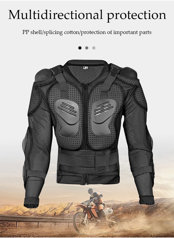 DUNISO - Motorbike Protective Jacket,Motorcycle Full Body Armor Protector Jacket with Chest Back Protection, Motocross Body Guard Vest Skiing Riding Skating Anti-Fall Vest Protective Gear,Mountain Bike Off-Road Racing MTB Chest Protector,Black,L - Image 1