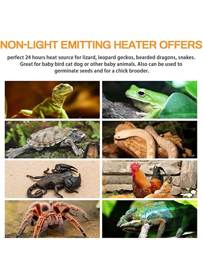 Excefore Reptile Heat Lamp 2PCS Ceramic Heat Heat Lamp Bulb No Light Emitting Brooder Coop Heater for Pet Coop Lizard Turtle Snake Aquarium Amphibian Pet Incubating Chicken 24hr Heat Source 100W  - Image 3