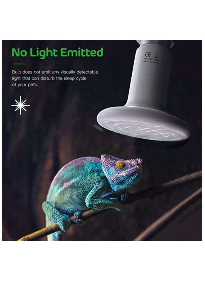 Excefore Reptile Heat Lamp 2PCS Ceramic Heat Heat Lamp Bulb No Light Emitting Brooder Coop Heater for Pet Coop Lizard Turtle Snake Aquarium Amphibian Pet Incubating Chicken 24hr Heat Source 100W  - Image 2