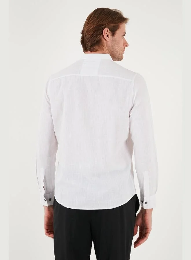 Buratti  Buratti Linen Look Cotton Regular Fit Crew Neck Shirt Men's SHIRT CF25S112637 for Men | Best Price UAE