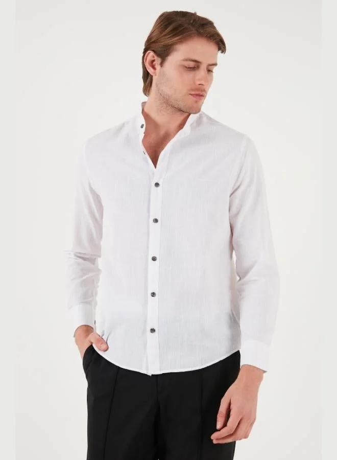 Buratti  Buratti Linen Look Cotton Regular Fit Crew Neck Shirt Men's SHIRT CF25S112637 for Men | Best Price UAE