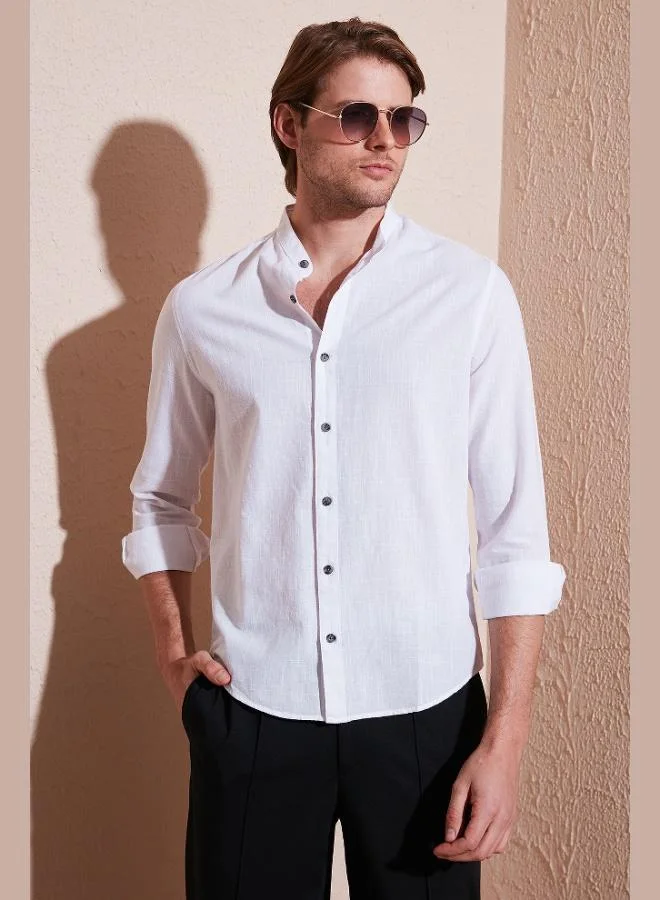 Buratti  Buratti Linen Look Cotton Regular Fit Crew Neck Shirt Men's SHIRT CF25S112637 for Men | Best Price UAE