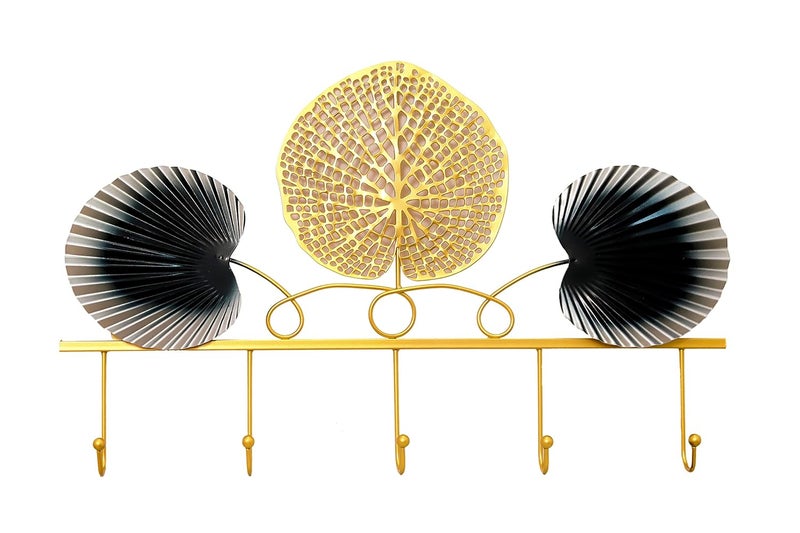 Kriva Metal Modern Home Gingko Leaf Design Home Dcor Mount Clothes Coat Hat Key Hook Rack1Pc Golden - Image 1