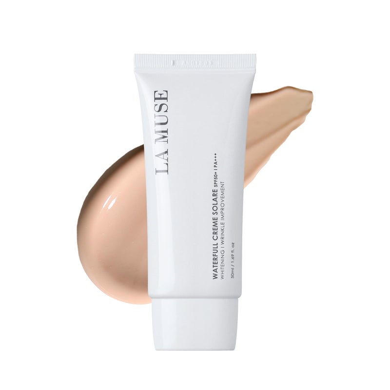 LA MUSE Waterfull CrÃ¨me Solare 1.69 fl oz - Natural Tone-Up & Hydrating Glow | Non-Greasy Formula for All Skin Tones | Moisturizes, and Protects Skin with a Dewy, Radiant Finish for a Fresh Look - Image 1
