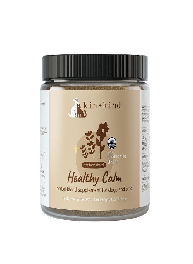 kin+kind Calm Power Supplement for Dogs and Cats - Natural Dog Calming and Cat Calming Support with Organic Chamomile, Thyme, Apple Pomace, Ginger & Coconut - Vet Formulated - Made in USA - 4 oz - Image 1