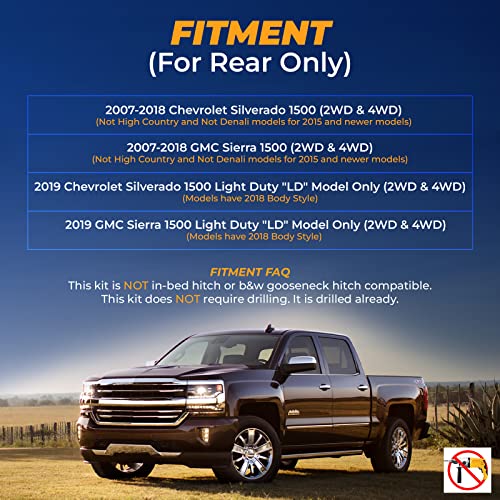 TORQUE Airbag Air Bag Suspension Kit for 2007-2018 Chevrolet Chevy Silverado 1500 and GMC Sierra 1500 2WD 4WD Rear Helper Bag Spring Towing 5000 lbs (Replaces Firestone Ride Rite 2430) (TR2430) - Image 3