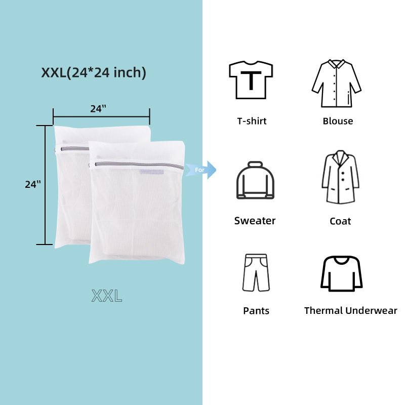 Gogooda 3 Pcs Extra Large Delicates Bag For Washing Mesh Wash Bags For Travel, Laundry, Hosiery, Blouse, Blanket 24  24Inch - Image 3