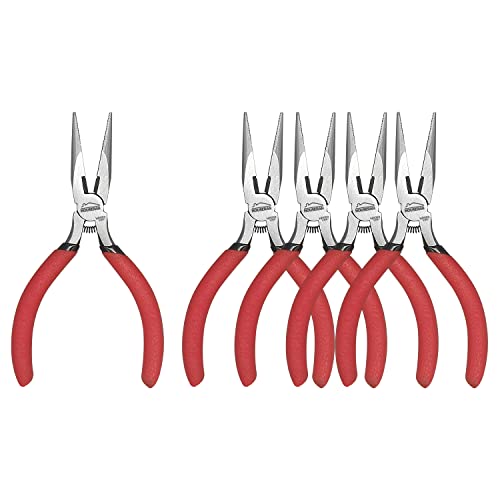HOUSERAN Needle Nose Pliers, 5 Inch, 5 Pack, Long Nose Pliers with Side Cutter, Spring Loaded for Cutting and Bending Wire - Image 1