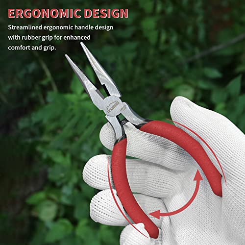 HOUSERAN Needle Nose Pliers, 5 Inch, 5 Pack, Long Nose Pliers with Side Cutter, Spring Loaded for Cutting and Bending Wire - Image 5