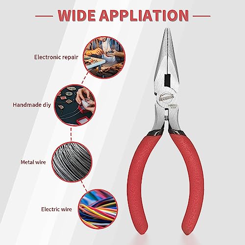 HOUSERAN Needle Nose Pliers, 5 Inch, 5 Pack, Long Nose Pliers with Side Cutter, Spring Loaded for Cutting and Bending Wire - Image 4