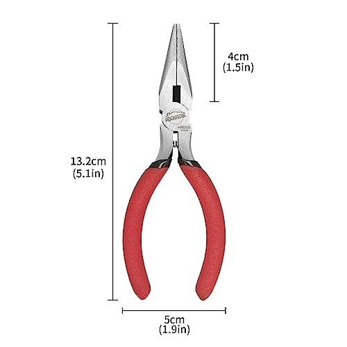 HOUSERAN Needle Nose Pliers, 5 Inch, 5 Pack, Long Nose Pliers with Side Cutter, Spring Loaded for Cutting and Bending Wire - Image 2