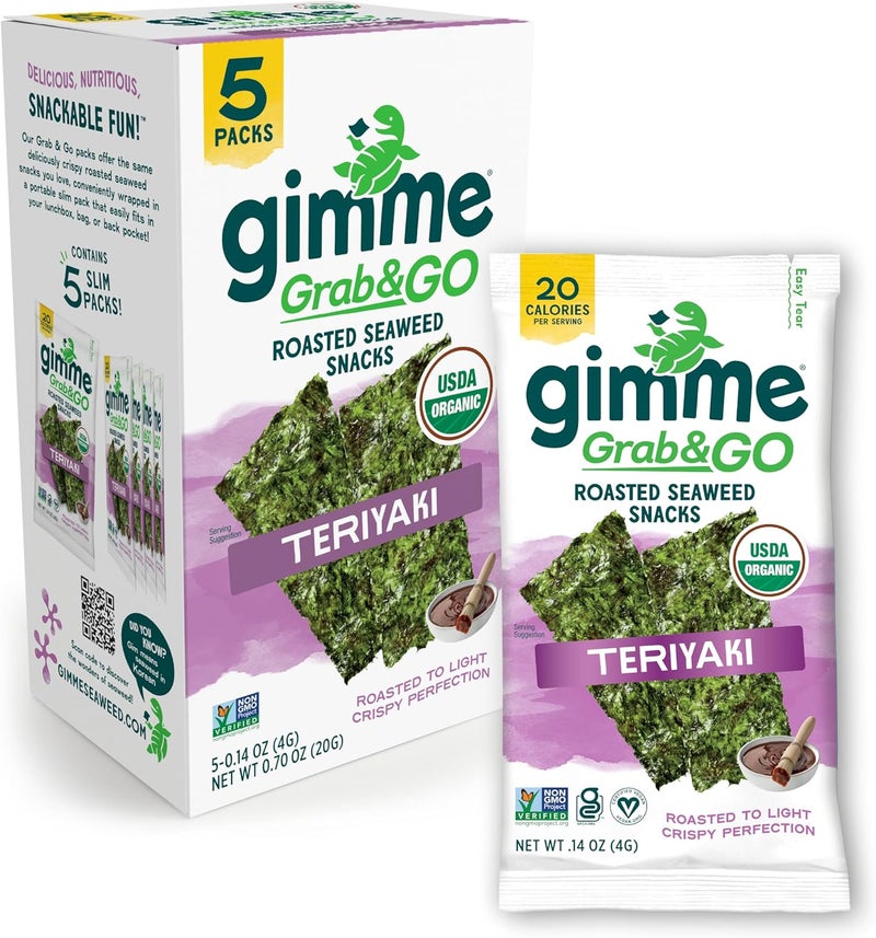 gimMe Grab & Go Organic Roasted Seaweed Snacks - Teriyaki - Image 1