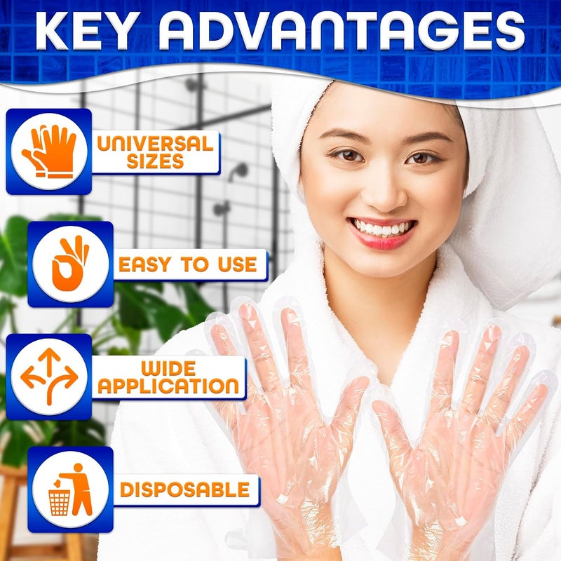 KETAR 200Pcs Parafin Wax Disposable Gloves for Cleaning - Plastic Gloves for Hair Coloring Paraffin Wax for Hand and Feet Pedicure Supplies Professional - Plastic Gloves Disposable for Food Preparation - Image 3