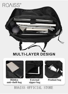 roaiss Unisex Multifunctional Chest Bag Classic Solid Color Design Timeless and Versatile Large Capacity with Utility Inspired Style Suitable for Short Trips Outdoor Activities Ideal for School or Commuting  - Image 4