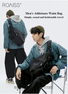 roaiss Unisex Multifunctional Chest Bag Classic Solid Color Design Timeless and Versatile Large Capacity with Utility Inspired Style Suitable for Short Trips Outdoor Activities Ideal for School or Commuting  - Image 2