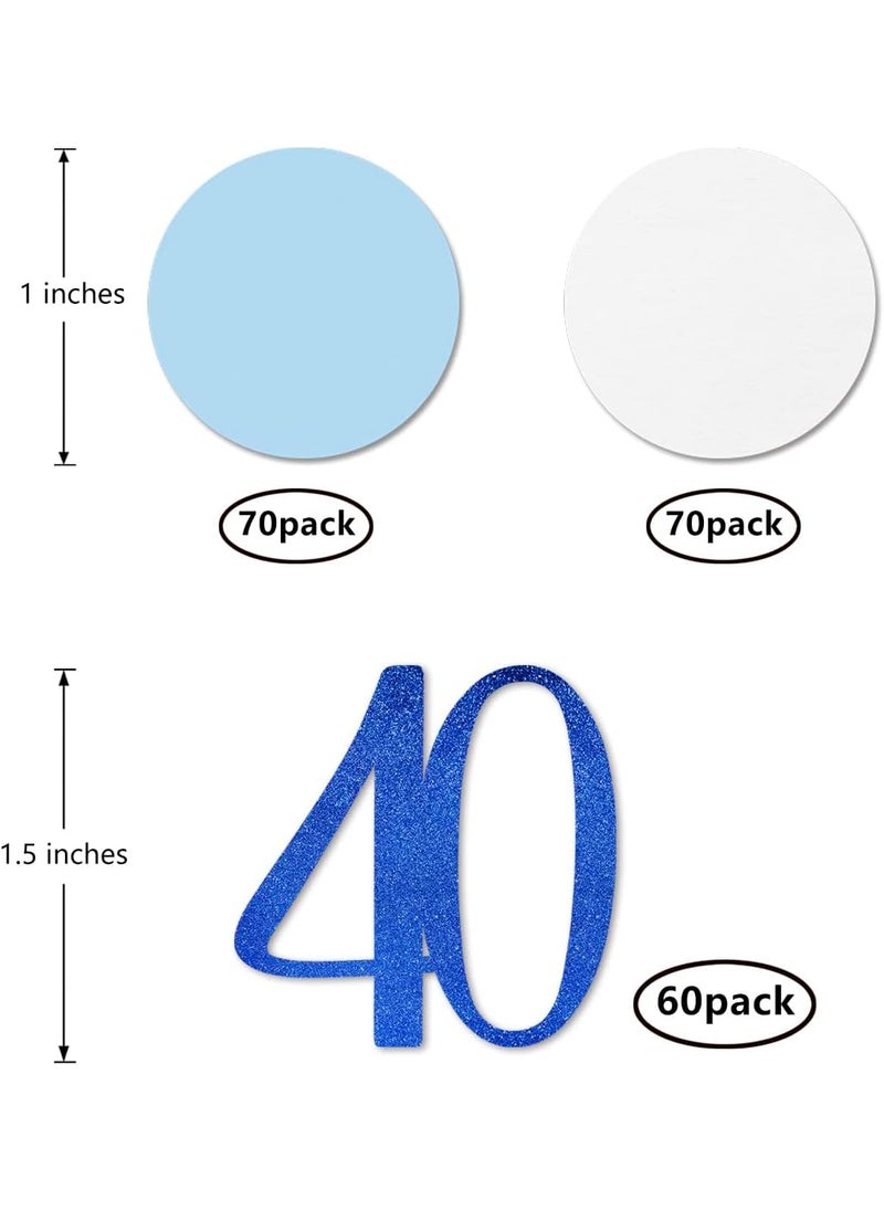 MAGJUCHE Blue Glitter 40 Confetti 40th Birthday Number Confetti 200pcs Anniversary Party Table Decoration Supplies  - Image 2