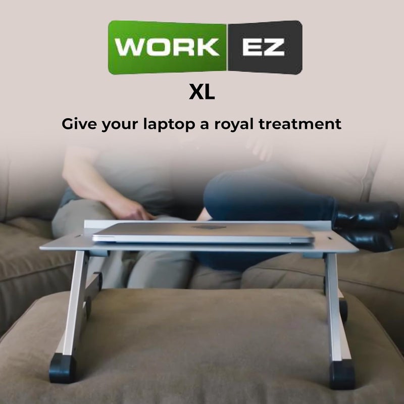 أنكيجد إيرجونوميكس Workez حامل كمبيوتر محمول قابل للتعديل للمكتب، حامل كمبيوتر محمول قابل لتعديل الارتفاع، حامل كمبيوتر تبريد ألومنيوم قابل للطي ورافع للمكتب والسرير، XL-أبيض - Image 2