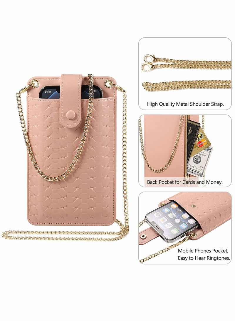 KASTWAVE Cell Phone Purse Wallet Small Crossbody Bags Mini Shoulder Bag with Card Slot for iPhone 13 12 11 Pro Max XR (Pink) - Image 5