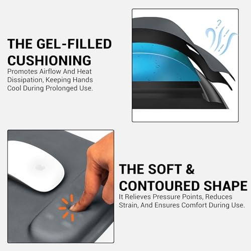 Tukzer Gel Mouse Pad Wrist Rest Memory-Foam Ergonomic Mousepad| Cushion Wrist Support & Pain Relief| Suitable for Gaming, Computer, Laptop, Home & Office Non-Slip Rubber Base (Grey) - Image 5