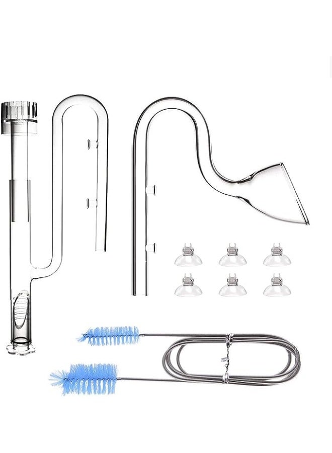 Aquatic Glass Lily Pipe Set with Lily Skimmer Inflow and Lily Outflow for Aquarium Filter 1/2”(12/16mm) Tubing