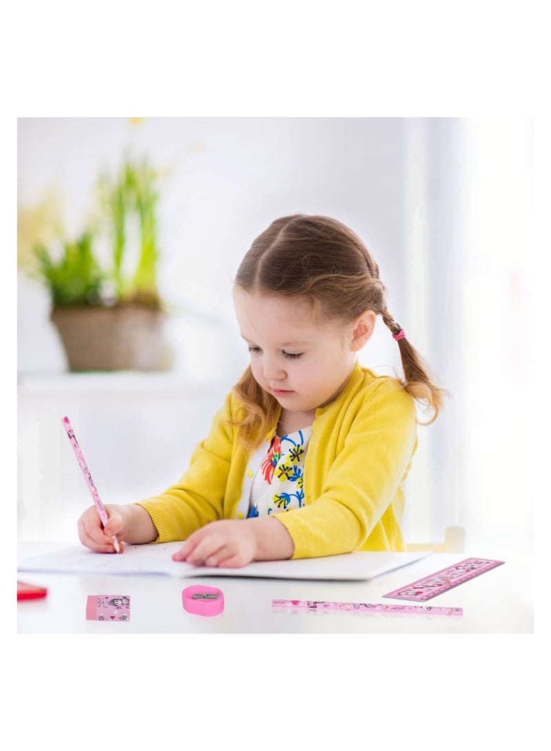 SYOSI Unicorn Stationery Set Include 2 Pcs Pencil Case Rulers Eraser Sharpener and Coin Purse for Girls Boys - Image 2
