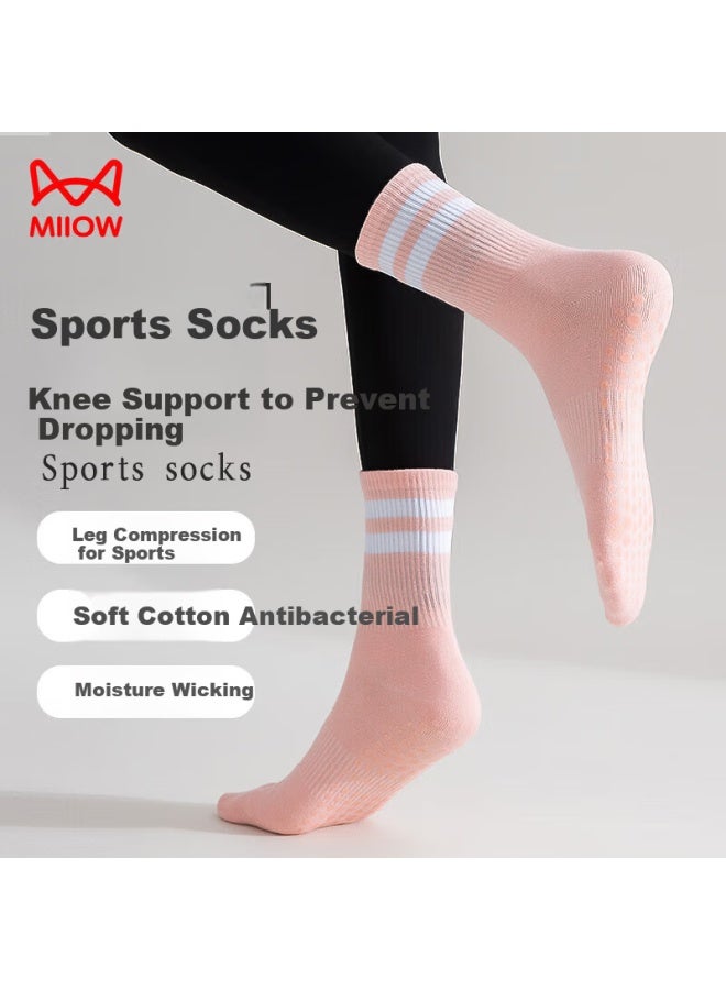 MIIOW Yoga Socks Women's Mid-calf Summer Thin Long Tube Professional Anti-slip With Shark Pants Sports Fitness Black Floor Socks - Image 1