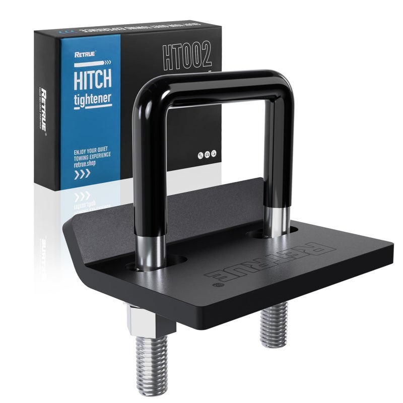 RETRUE Anti Rattle Hitch Tightener 1252 Rubber Coated Hitch Stabilizer for Trailer Accessories Anti Rattle Clamp Reduce Movement on Ball Mount Tray Cargo Carrier Bike Rack 1 pcs Black