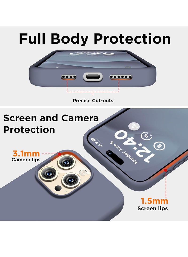 ELTRAZONE Compatible with iPhone 15 Pro Max Case, Liquid Silicone Case, Full Body Shockproof Protective Cover Slim Thin Phone Case with [Soft Anti-Scratch Microfiber Lining], 6.7 inch-Lavender Gray - Image 4