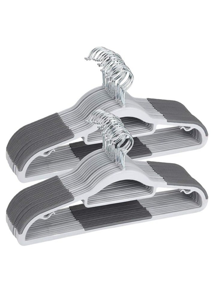 Plastic Clothes Hangers 50-Pack, Plastic Clothes Hangers Non-Slip Clothes Hangers with Rubber Handles, Blazer Shirt Hangers Space Saving Hangers (Gray) - Image 1