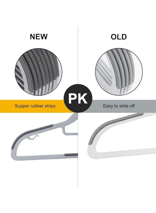 Plastic Clothes Hangers 50-Pack, Plastic Clothes Hangers Non-Slip Clothes Hangers with Rubber Handles, Blazer Shirt Hangers Space Saving Hangers (Gray) - Image 2
