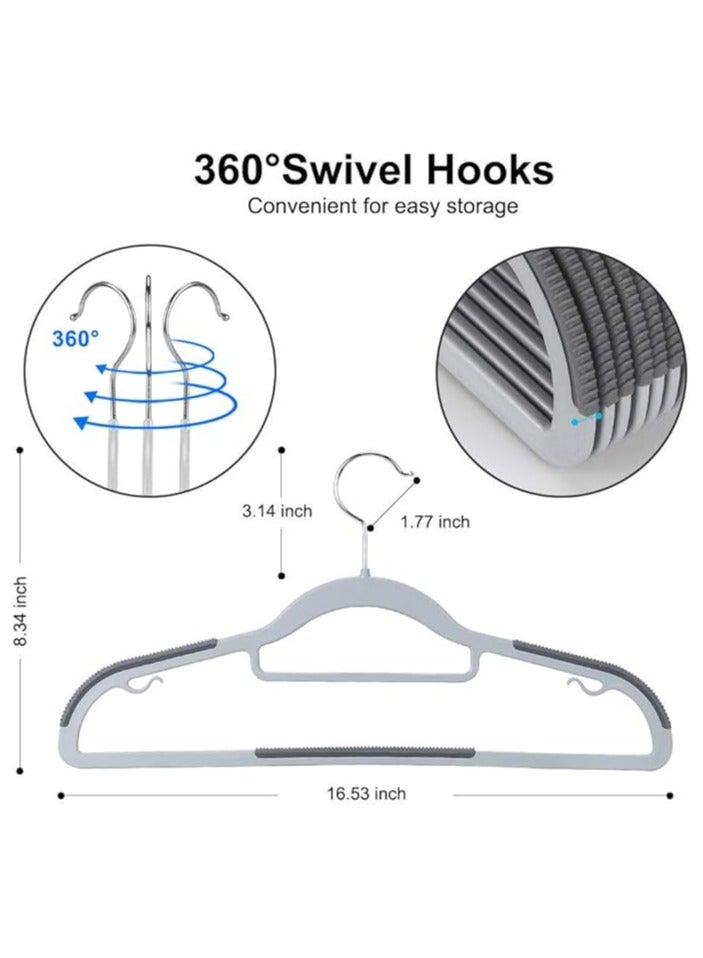Plastic Clothes Hangers 50-Pack, Plastic Clothes Hangers Non-Slip Clothes Hangers with Rubber Handles, Blazer Shirt Hangers Space Saving Hangers (Gray) - Image 3