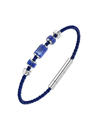 POLICE Bullion Blue Leather With Lapis Beads Gents BraceletPEAGB0032206