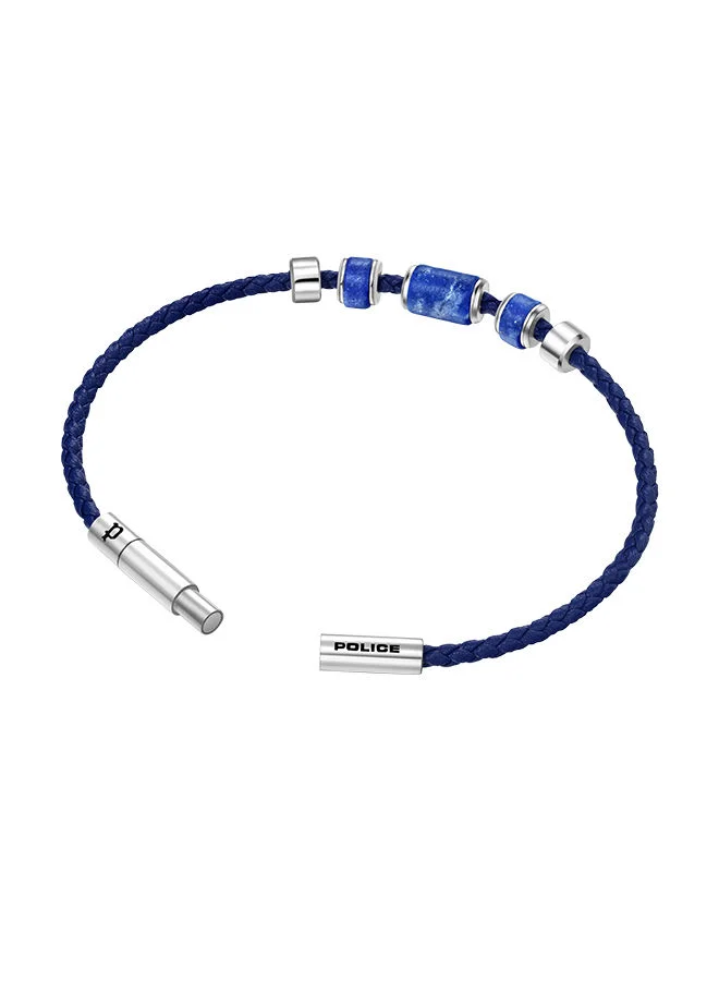 POLICE Bullion Blue Leather With Lapis Beads Gents BraceletPEAGB0032206