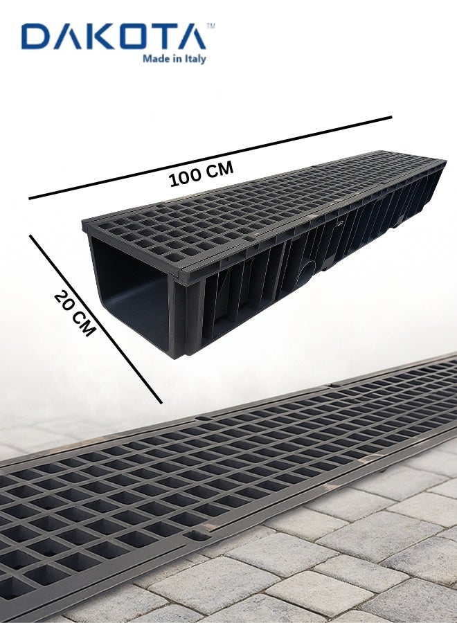 Dakota Heavy Duty Grating Channel 100x20 cm | D-400 (40 Ton) Ductile Iron Gratting With Bottom HDPE Plastic Trunch. Usage for Highways with Heavy Loading Vehicle, Vehichcle Parking Areas,Garrage,Warhouses. - Image 1