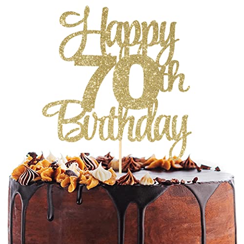 UOAOU Happy 70th Birthday Cake Topper Happy 70th Birthday Cake Topper 70th Birthday Decorations70th Topper70 Cake Party Decorations70 Anniversary Decor - Image 1