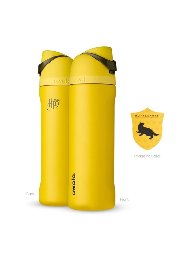 Owala 24 oz 710 ml Harry Potter FreeSip Insulated Stainless Steel Water Bottle, Hufflepuff Yellow - Image 1