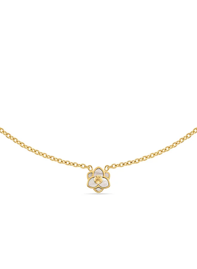 سانت هونور Burj MOP Flowers Motif Small Chain Gold Plated Necklace Luxury Statement Necklace