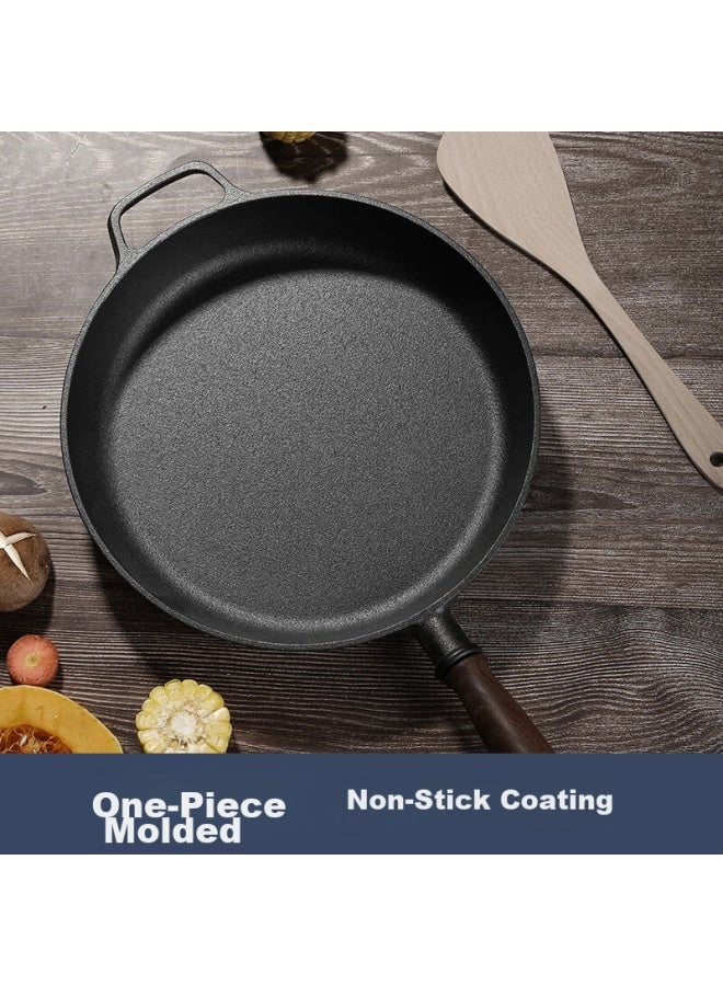 Telssida Thick Cast Iron Skillet, Uncoated Iron Non-stick Pan For Stir-frying, Frying Eggs, Pancakes, Steak, Versatile Cooking Pan - Image 2