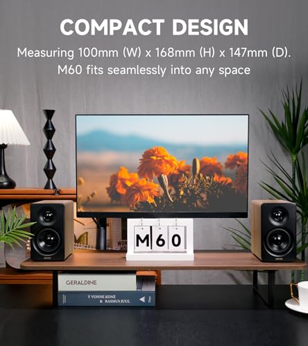 EDIFIER مكبر صوت إديفير M60 متعدد الوسائط بلوتوث 5.3، 66 واط RMS، صوت عالي الدقة وصوت لاسلكي عالي الدقة، LDAC، 3" متوسط الباس و1" تويتر، مدخلات USB-C وAux، مكبر صوت مكتبي مدمج - بلوط كلاسيكي - Image 2
