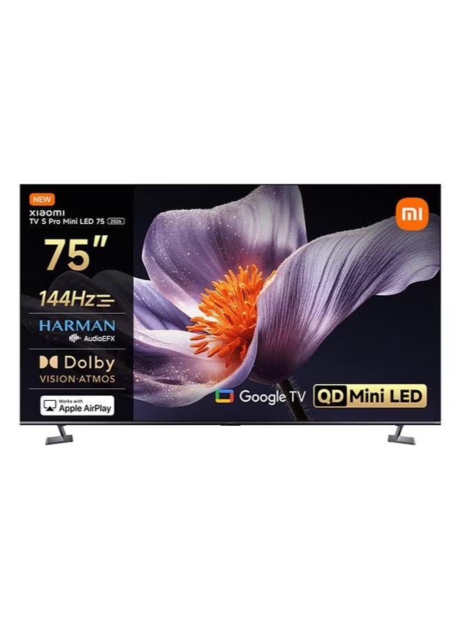 Xiaomi TV S Pro Mini LED 75 2026, Smart TV, 4K QD-Mini LED 144Hz Google TV, Dolby Vision, Dolby Atmos, HDR 10+, DTS-X, Harman AudioEFX, Google Assistant, Airplay 2, Low-reflection display L75MB-SME Black - Image 1