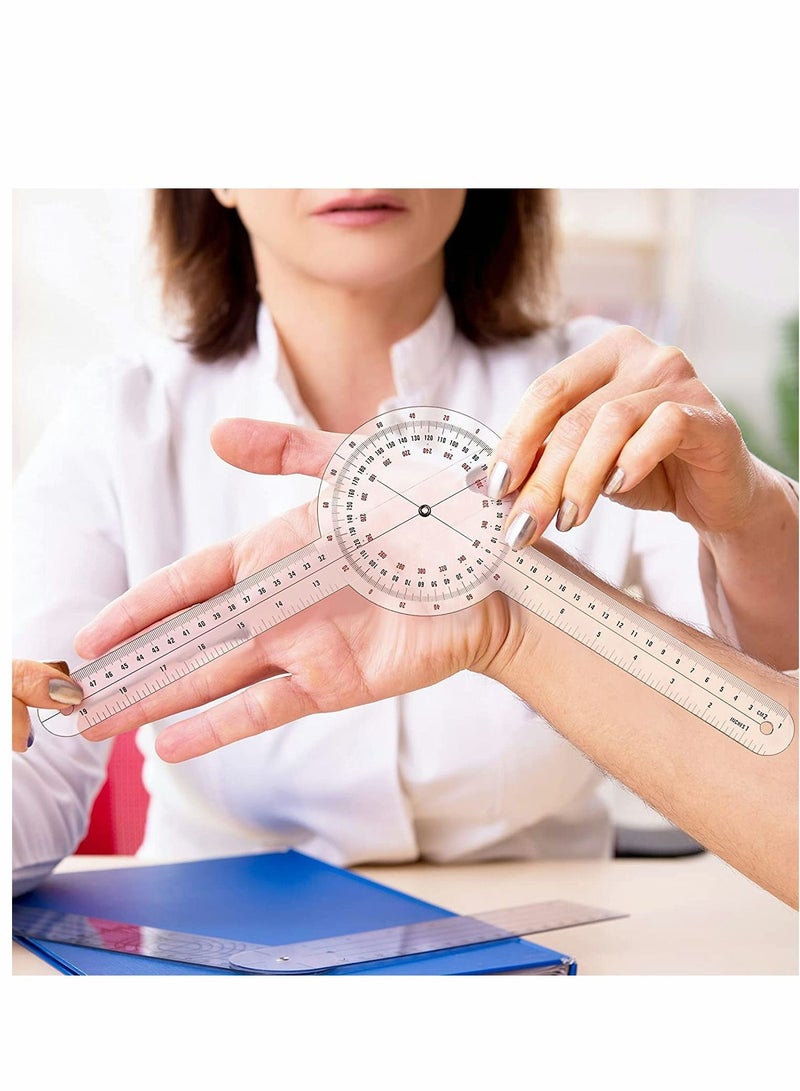 Excefore 12 Inch Goniometer Transparent Orthopedic Angle Ruler Plastic 360 Degree for Body Measuring Tape Protractor (2 pcs) - Image 4