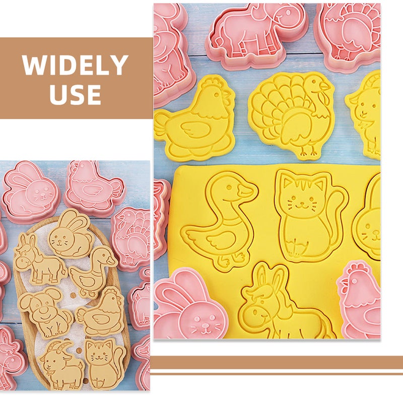 2 Sets of Animal Shaped Cookie Mold Baking Molds Reusable Cookie Stamps Biscuit Cutters - Image 2